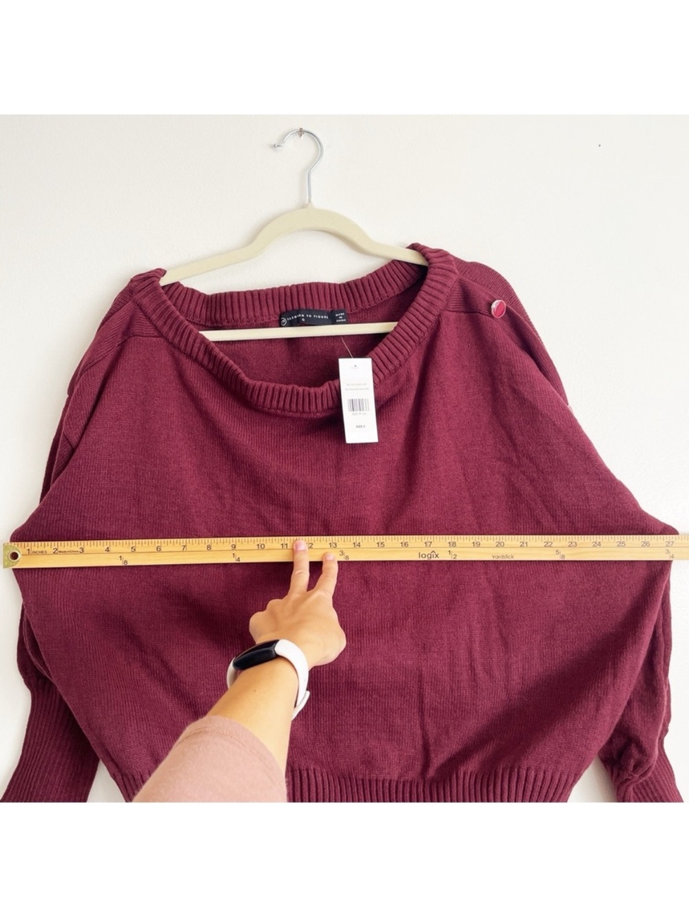 New Fashion To Figure Adrienne Plus Size Sweater Top Off Shoulder Burgundy Sz Xl — image 8 of 8